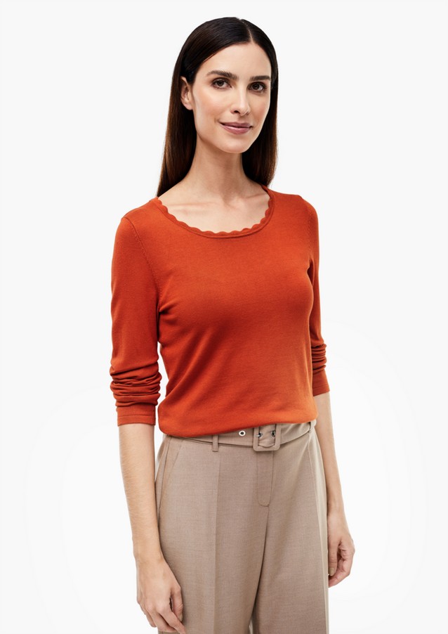 Women Jumpers & sweatshirts | Fine knit jumper with a decorative border - ND31740