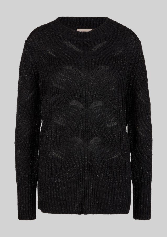Women Plus size | Blended wool jumper with an openwork pattern - UT31774