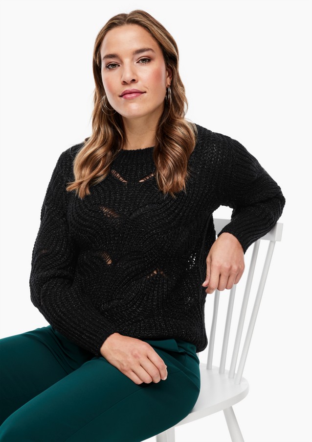Women Plus size | Blended wool jumper with an openwork pattern - UT31774