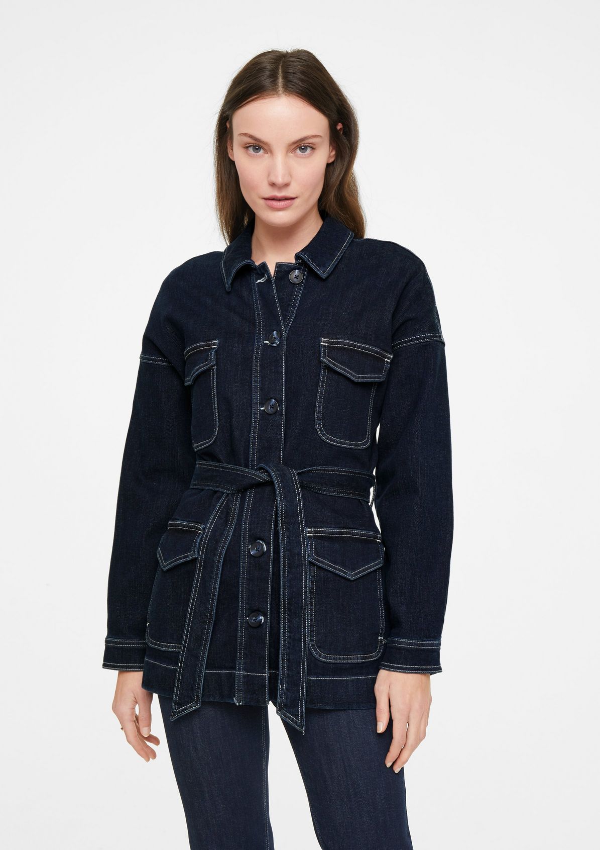 Denim jacket with a tie belt from comma