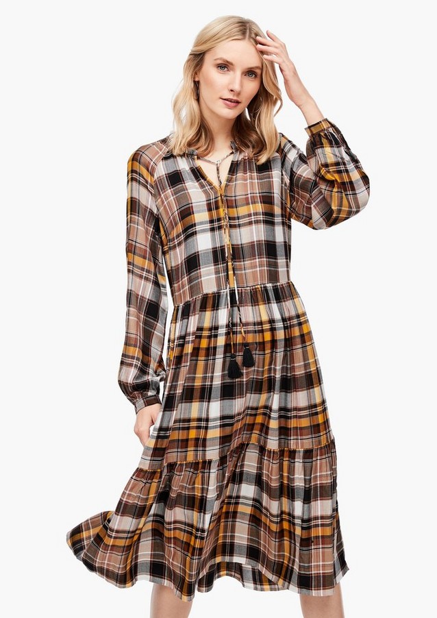 Women Dresses | Checked tiered dress made of flannel - LA45304