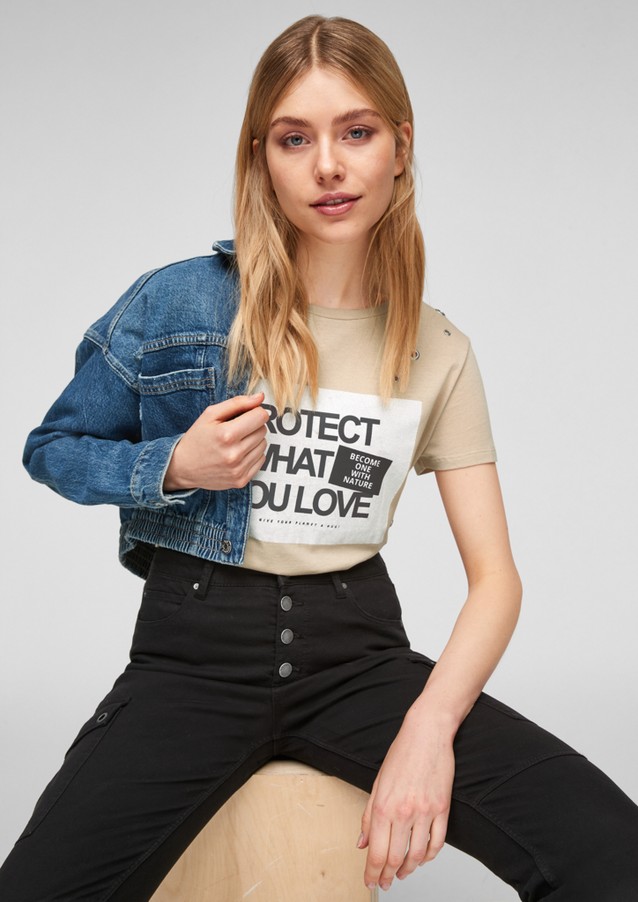 Femmes Shirts & tops | T-shirt orné d'une inscription imprimée et de rivets - UD68788