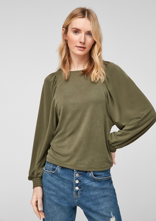 Damen Shirts & Tops | Lockeres Piqué-Shirt mit Raffung - ZR14500