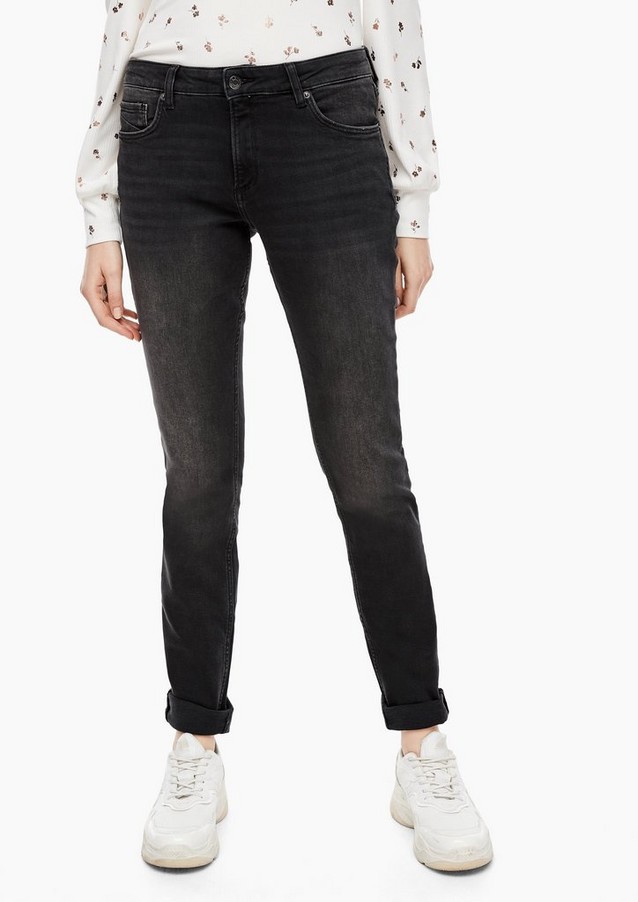 Women Jeans | Slim Fit: Dark grey slim leg jeans - JA77969