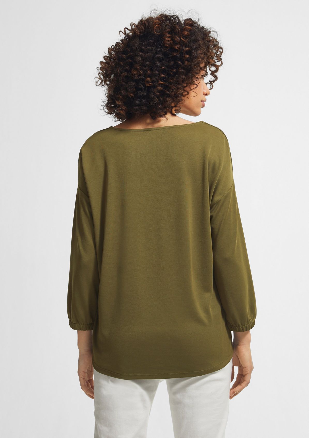 Long sleeve top with a satin trim from comma