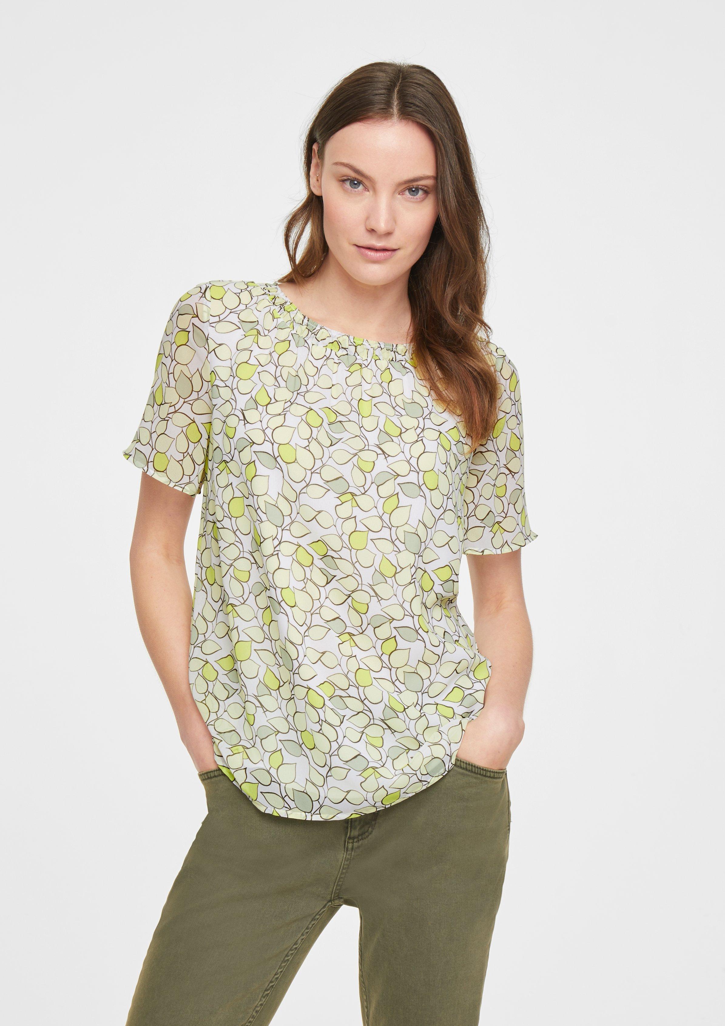 smocked neck blouse