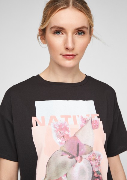 Damen Shirts & Tops | Print-Shirt mit Pailletten - ZF53927