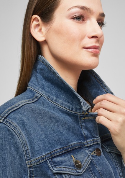 Women Jackets | Denim jacket with a frayed hem - KZ62371