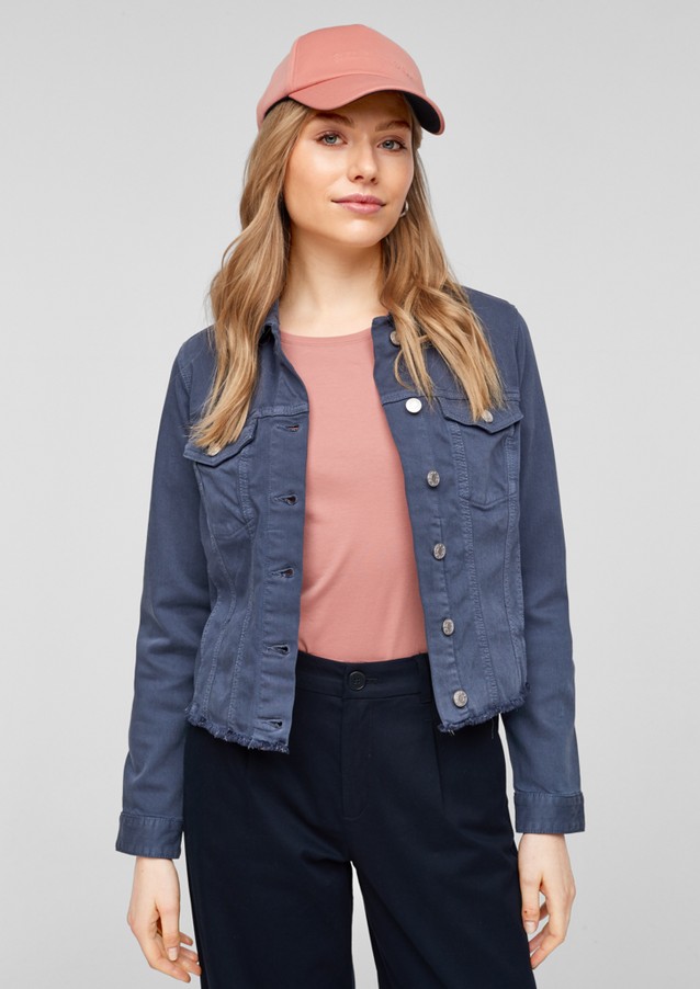 Women Jackets | Coloured denim jacket with fringing - NR25957