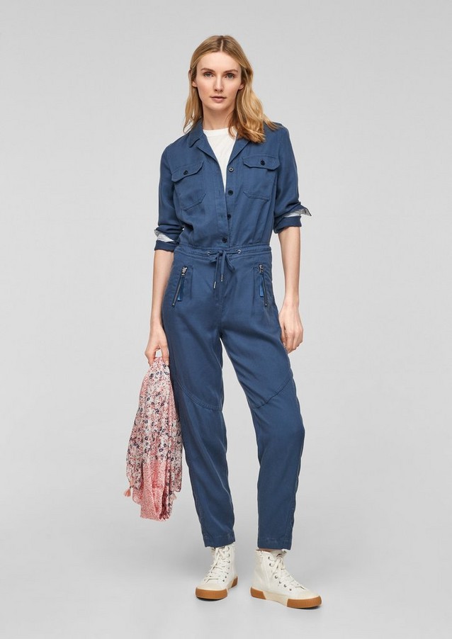 Women Jumpsuits | Twill jumpsuit with a drawstring - BB76581