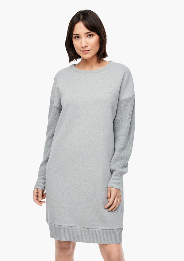 Women Dresses | Short sweatshirt dress with knitted sleeves - MJ06686