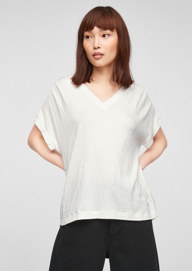 Damen Shirts & Tops | Struktur-Shirt mit Zierknöpfen - QL49756