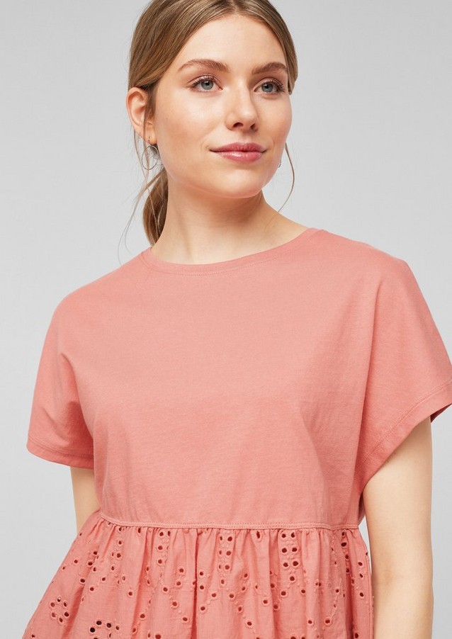 Damen Shirts & Tops | Materialmix-Shirt mit Lochstickerei - PZ48239