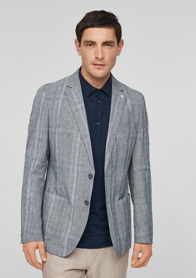 Men Tailored jackets & waistcoats | Slim Fit: jacket made of blended linen - QM11451