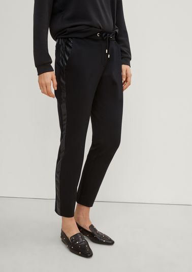 Tracksuit bottoms with faux leather insert from comma