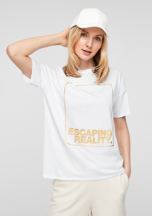 Damen Shirts & Tops | T-Shirt mit Metallic-Schriftprint - JP05841