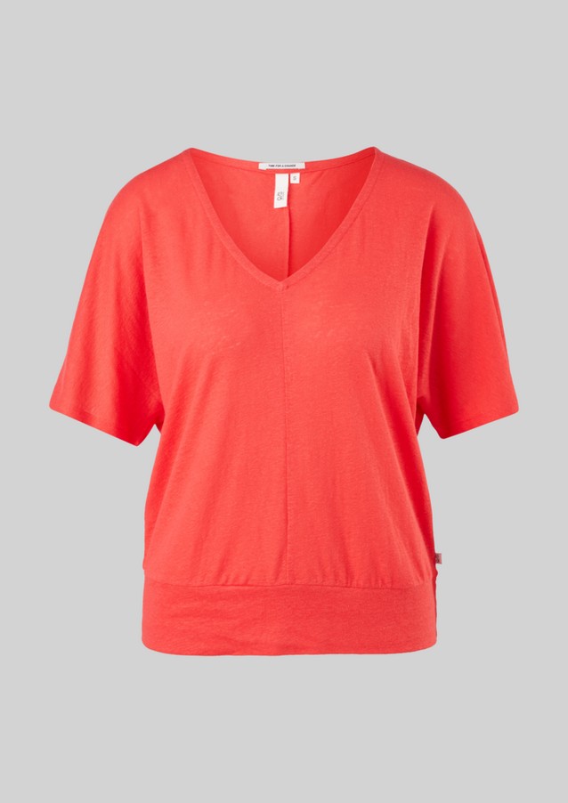 Damen Shirts & Tops | Leinenmix-Shirt mit V-Ausschnitt - QD23834