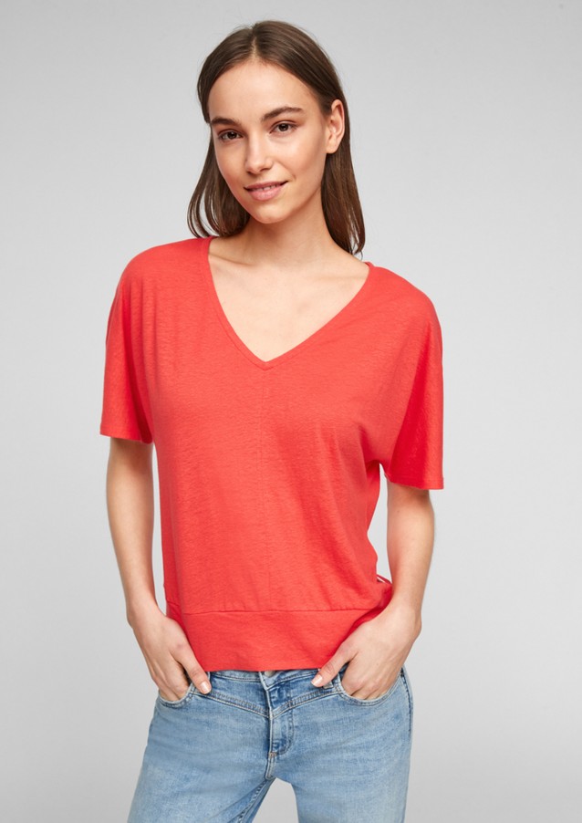 Femmes Shirts & tops | T-shirt en lin mélangé à encolure en V - RI56626