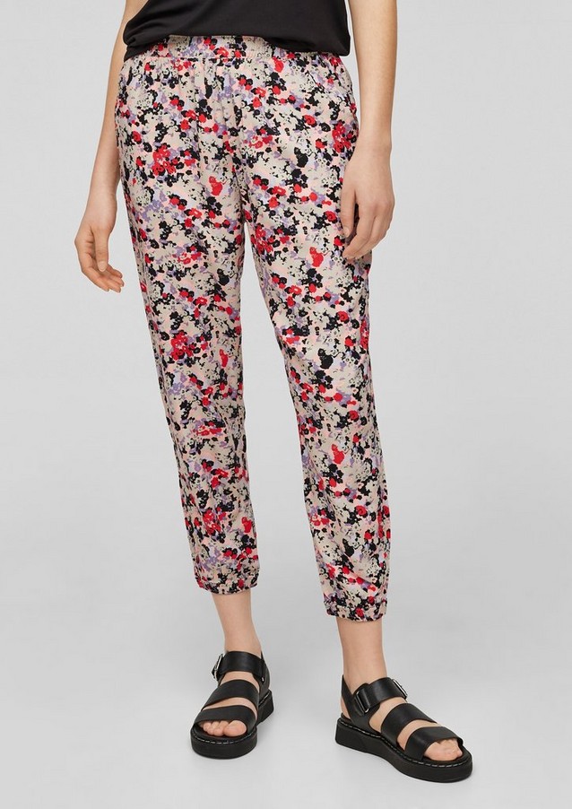 Femmes Pantalons | Regular Fit : pantalon à motif fleuri - OZ47915