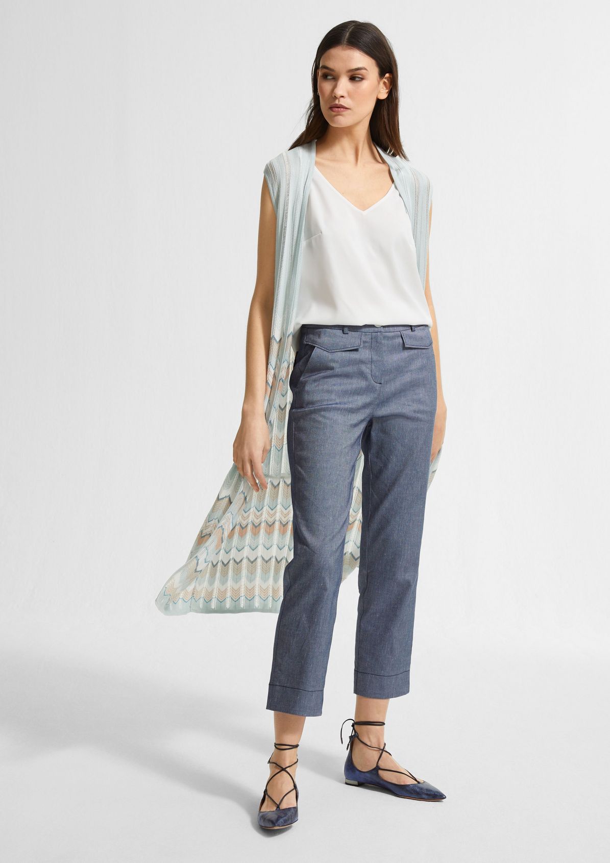 Regular Fit: trousers with linen from comma