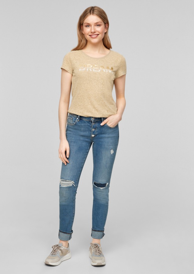 Femmes Shirts & tops | T-shirt imprimé en chanvre mélangé - PL07418