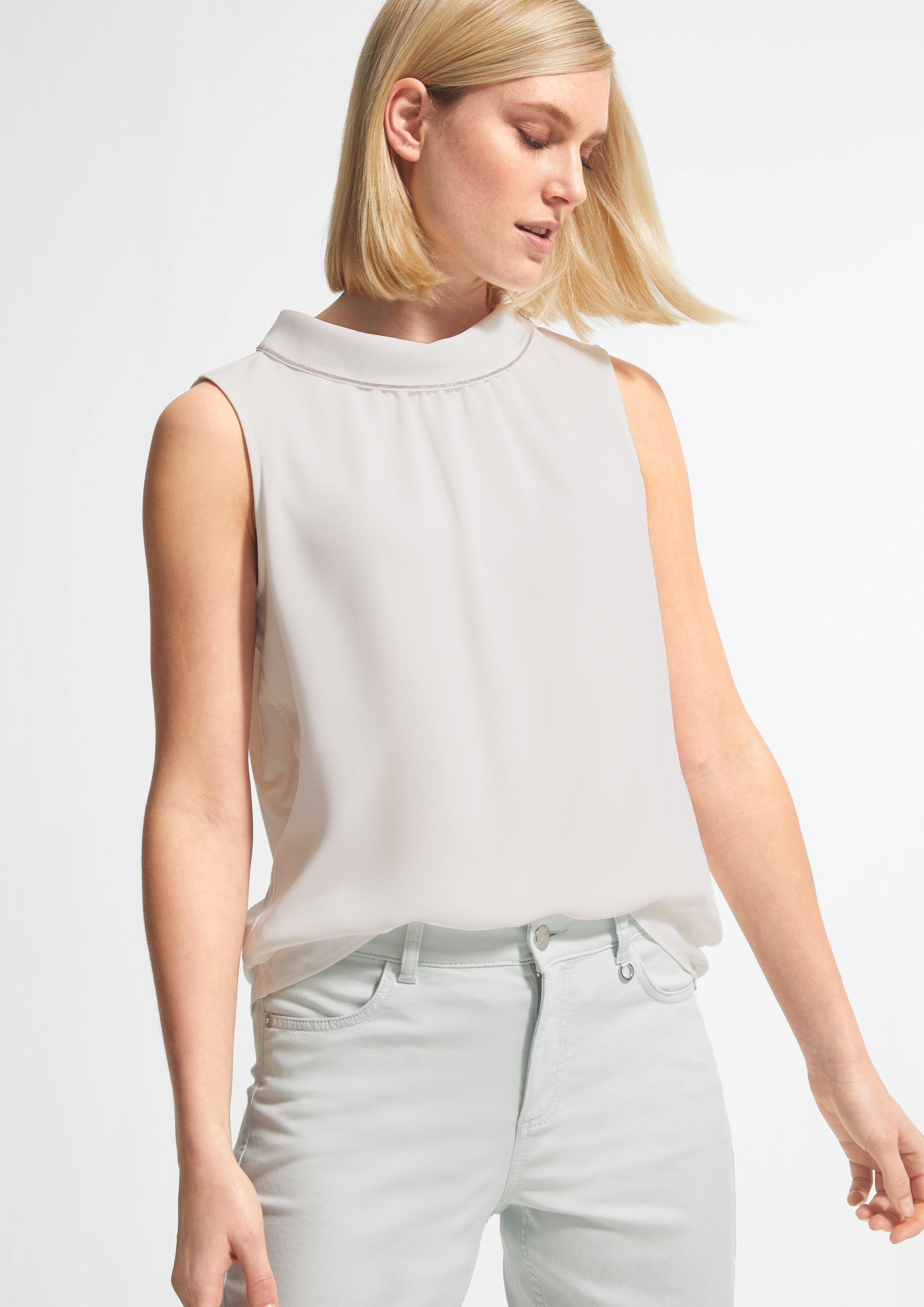 high neck chiffon top