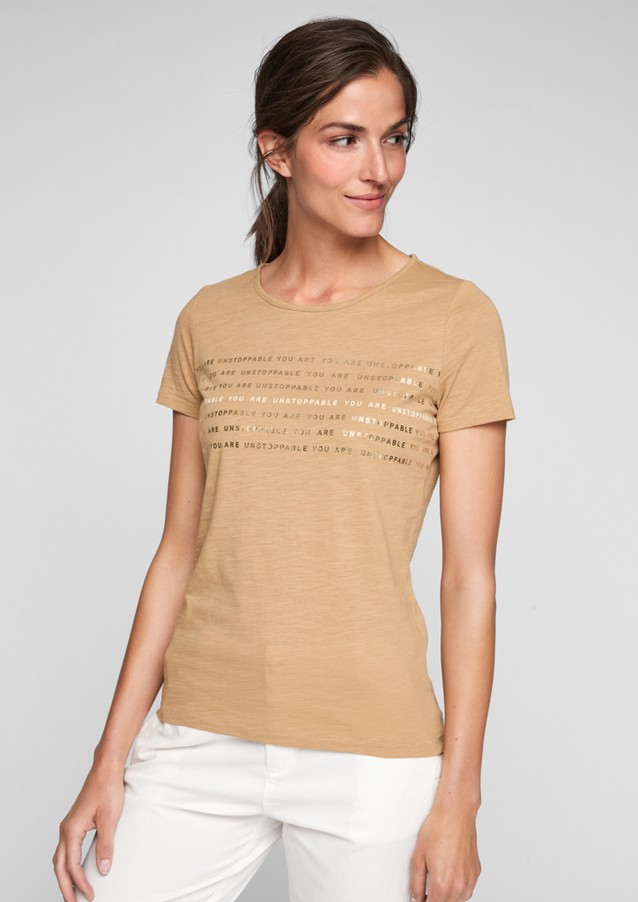 Femmes Shirts & tops | T-shirt en fil flammé, orné d'un imprimé sur le devant - OF70162