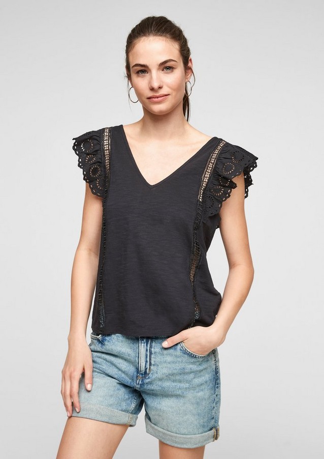 Damen Shirts & Tops | Jerseytop mit gewebten Volantärmeln - MP61028
