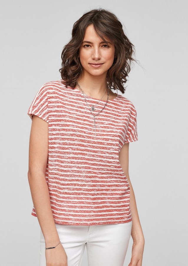 Women Shirts & tops | Striped top with burnt-out pattern - FP77039
