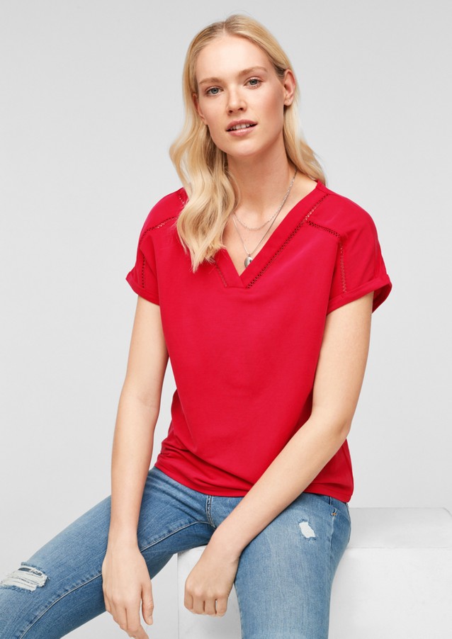 Women Shirts & tops | V-neck top with crocheted lace - KT77765