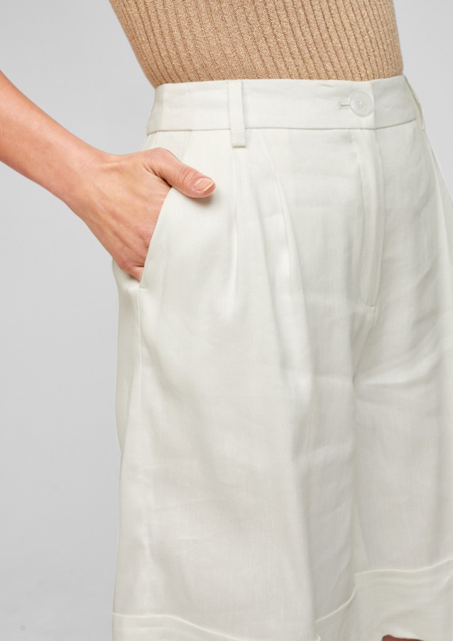 Femmes Pantalons | Regular Fit : bermuda en lin à jambes larges - BJ42088
