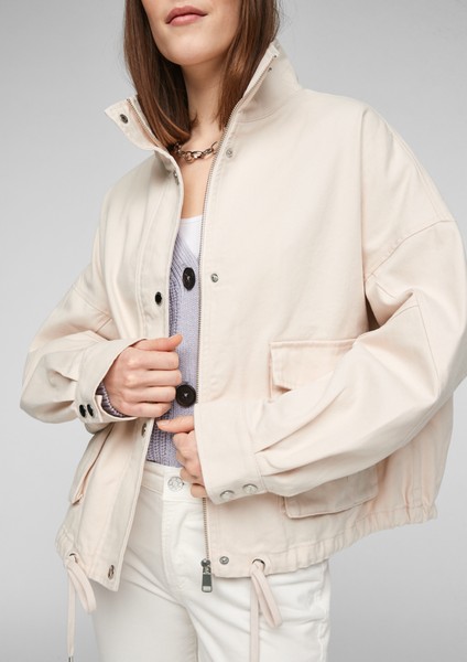 Women Jackets | O-shaped jacket with a garment-washed effect - OQ31306