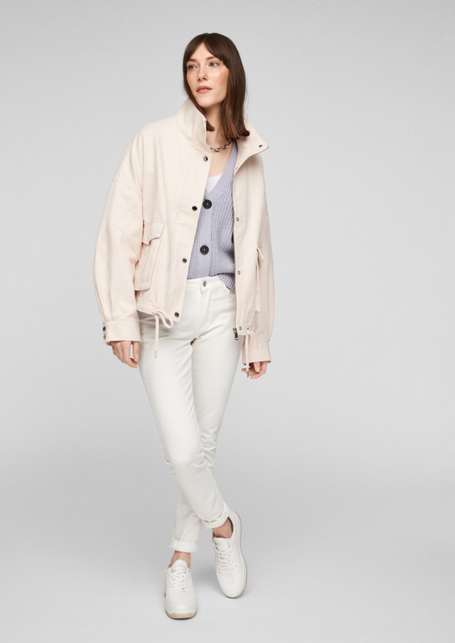 Women Jackets | O-shaped jacket with a garment-washed effect - OQ31306