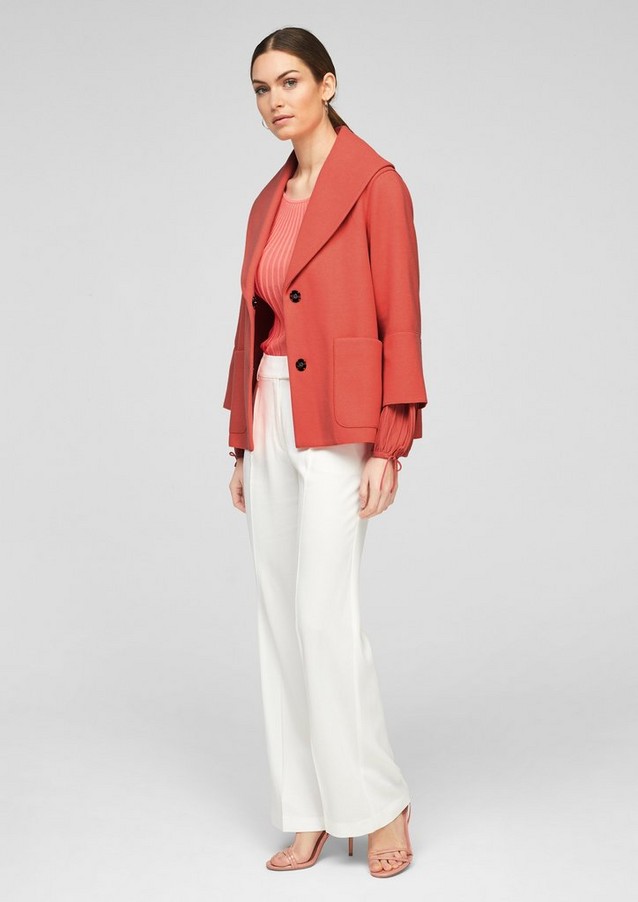 Women Jackets | Wool blend jacket with a turn-down collar - ZG42955