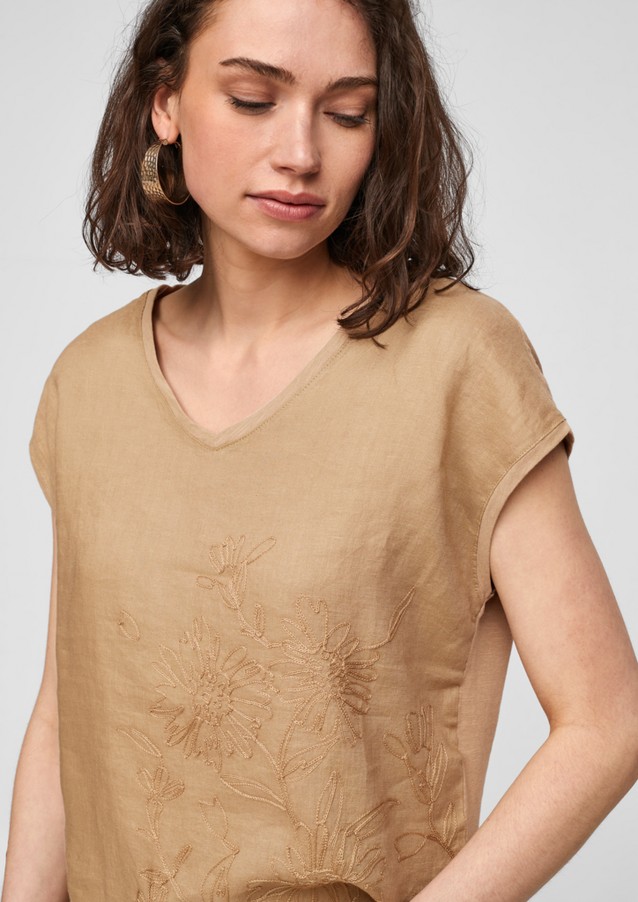 Damen Shirts & Tops | Leinenshirt mit Stickerei - HP55879