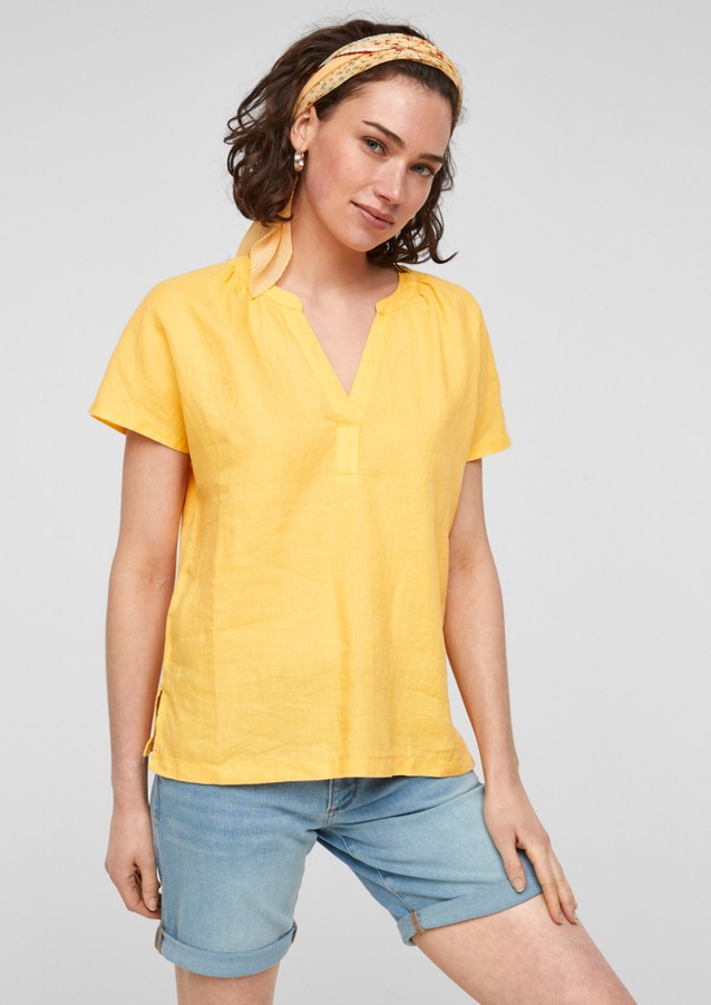 Damen Shirts & Tops | Flammgarn-Shirt mit Leinen-Front - TT03943