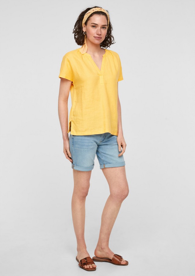 Damen Shirts & Tops | Flammgarn-Shirt mit Leinen-Front - TT03943