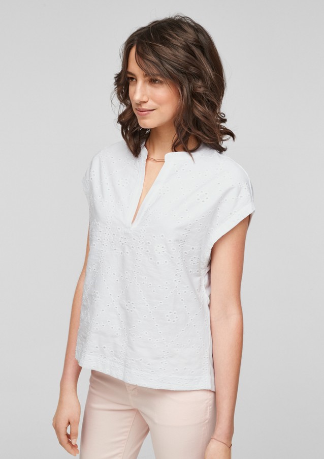Women Shirts & tops | Top in a mix of materials with broderie anglaise - HW40310