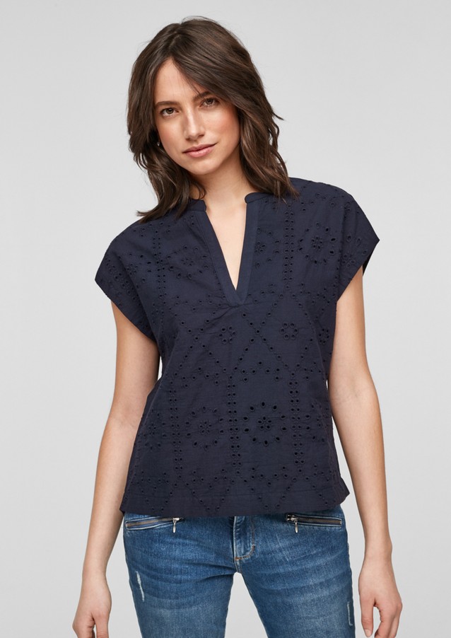 Damen Shirts & Tops | Materialmix-Shirt mit Lochstickerei - ID01593