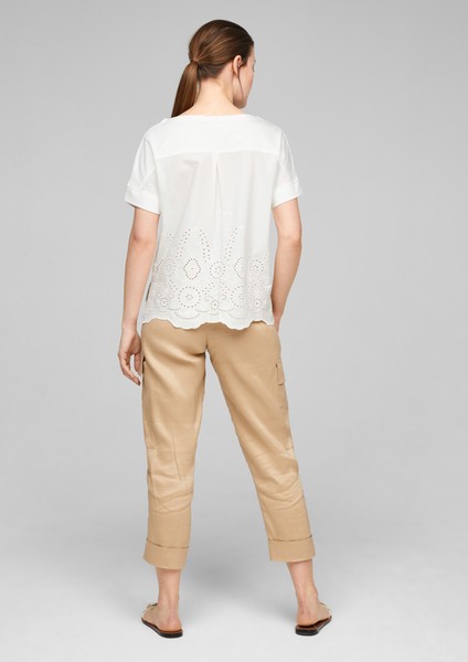 Damen Shirts & Tops | T-Shirt mit feiner Lochstickerei - MY10771