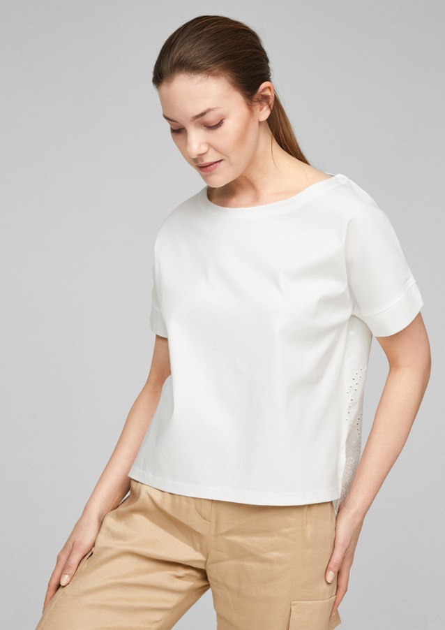 Damen Shirts & Tops | T-Shirt mit feiner Lochstickerei - MY10771