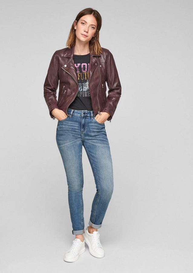 Women Jackets | Leather biker jacket - OB12004