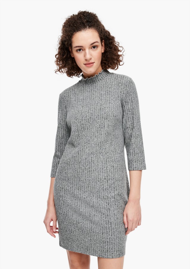 Women Dresses | Rib knit dress with a ruffle collar - PO03527