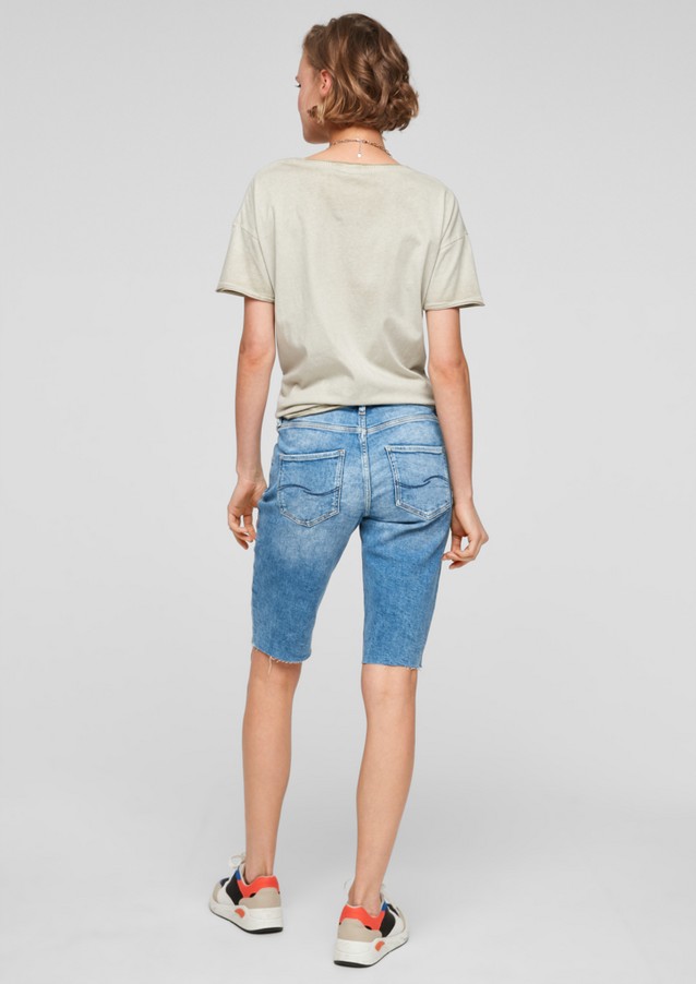 Damen Jeans | Slim: Jeansshorts mit Fransen - MS04639
