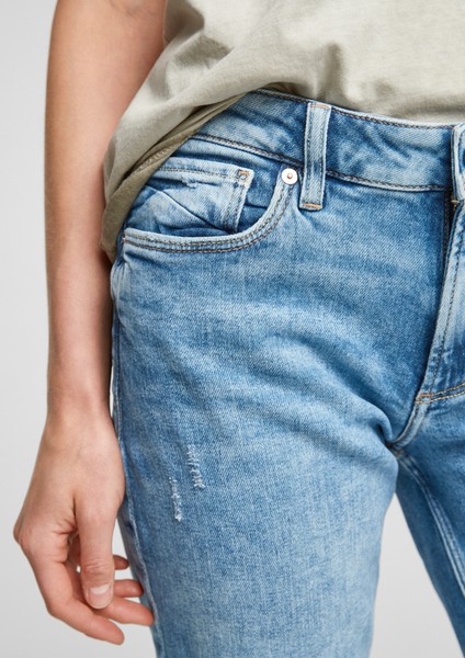 Damen Jeans | Slim: Jeansshorts mit Fransen - MS04639