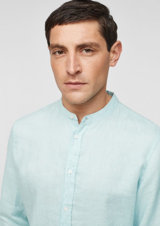 Hommes Chemises | Slim Fit : chemise à col droit en lin - LK41732