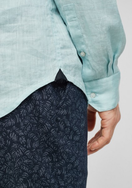 Hommes Chemises | Slim Fit : chemise à col droit en lin - LK41732