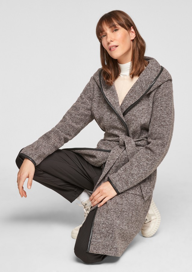 Women Coats | Wool blend coat with a hood - TZ08136