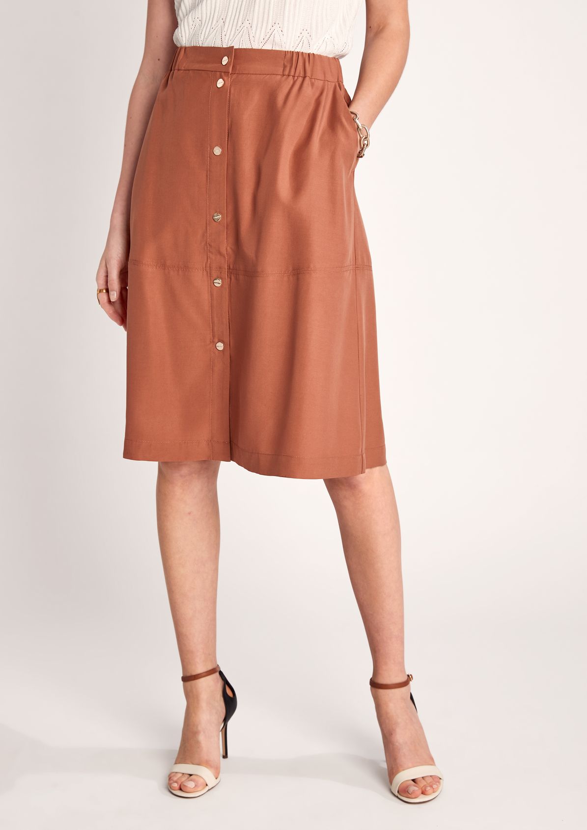 Lyocell skirt with a decorative button placket from comma