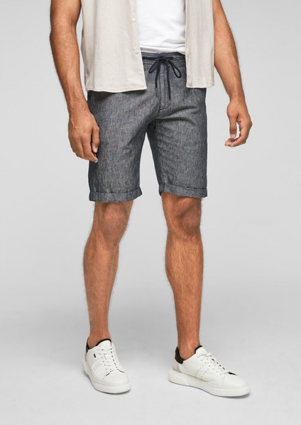 Men Bermuda Shorts | Slim Fit: Linen blend trousers - QV48055